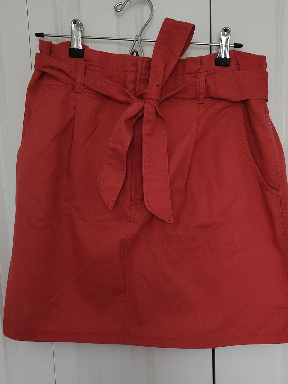 LOFT Coral Tie-Belt Mini Skirt